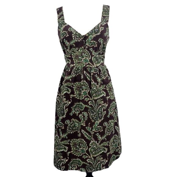 Tommy Hilfiger Smocked Back Cotton Dress Brown S - Picture 1 of 7